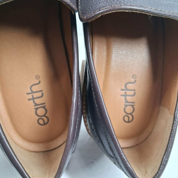 Earth Womens Dark Brown Leather Penny Loafers Lug Sole Block Heel 9.5M - Picture 6 of 8